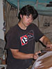 Clint sanding his kayak